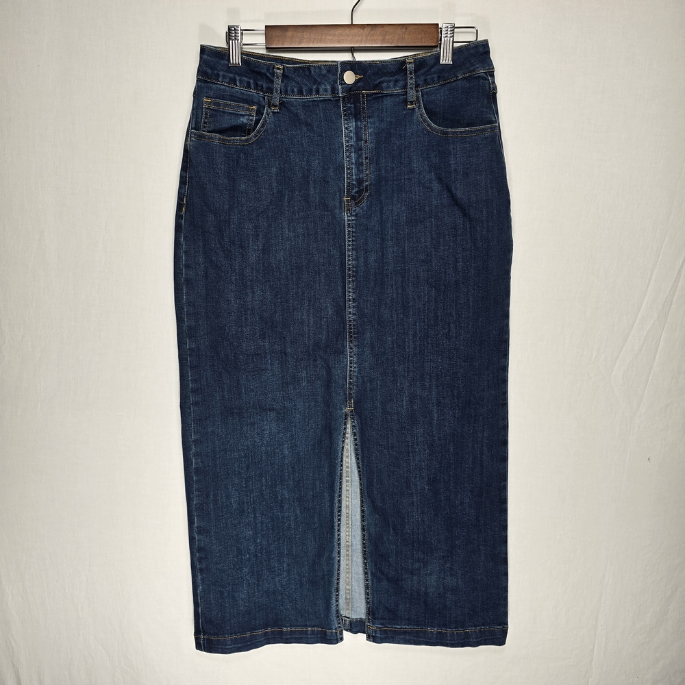 Bagatelle Collection Women’s Size 10 Denim Skirt Front Slit 90s Vintage Style
